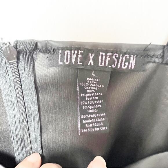 Love X Design Black Faux Leather Pleated Cups  Cami Bodysuit Women’s Size Large - Picture 4 of 10